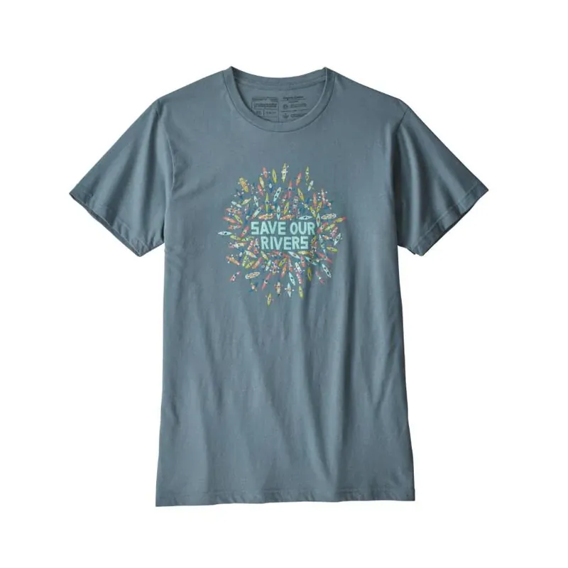 Patagonia Men’s Save Our Rivers Feather Grey Organic T-shirt Offre Limitée