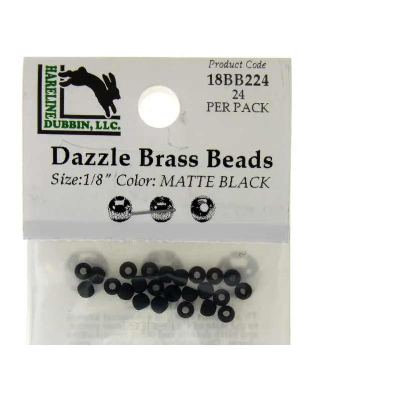 Hareline Dubbin Dazzle Brass Beads - Matte Black - Têtes laiton Jusqu'à Épuisement Des Stocks