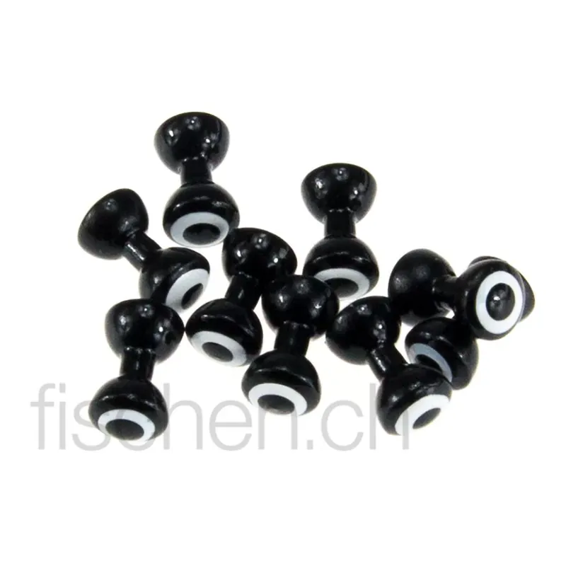 Hareline Dubbin Double Pupil Brass Eyes – Black / White Black Pupil – Yeux lestés Prix Cassé