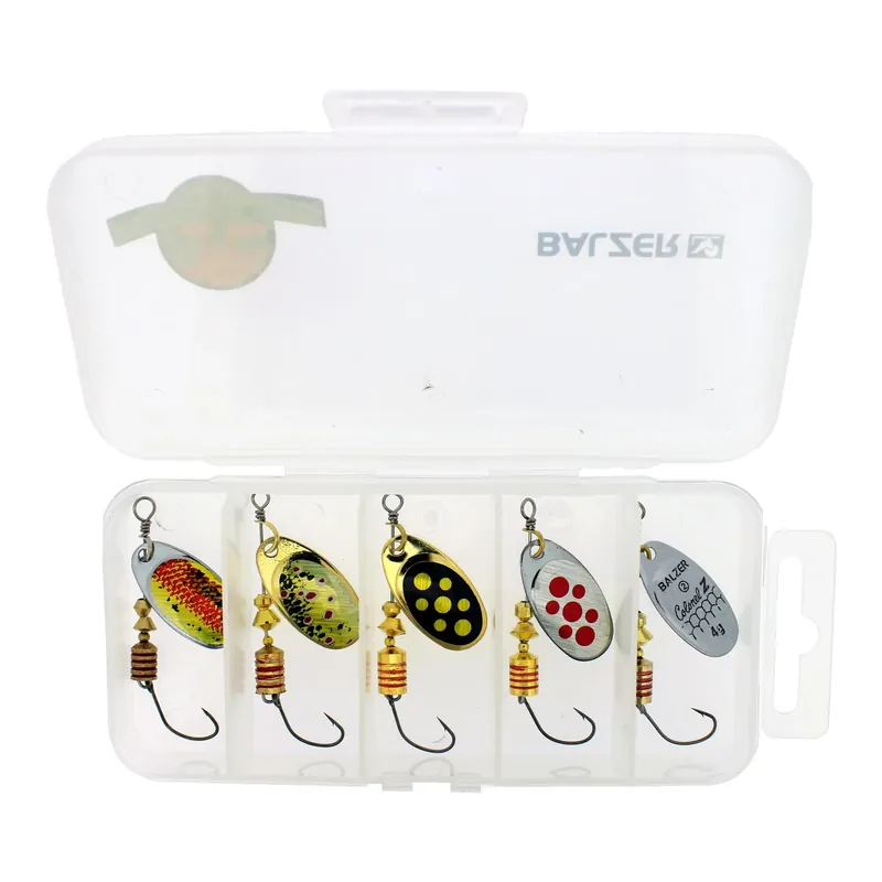 Balzer Set cuillères tournantes avec hameçons simples incl. boîte Super Prix