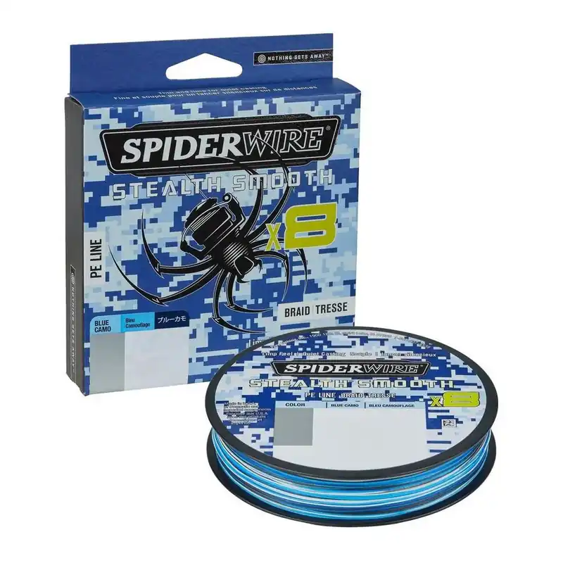 Spiderwire Stealth Smooth 8 Blue Camo 150m - geflochtene Schnur Jusqu'à Épuisement Des Stocks