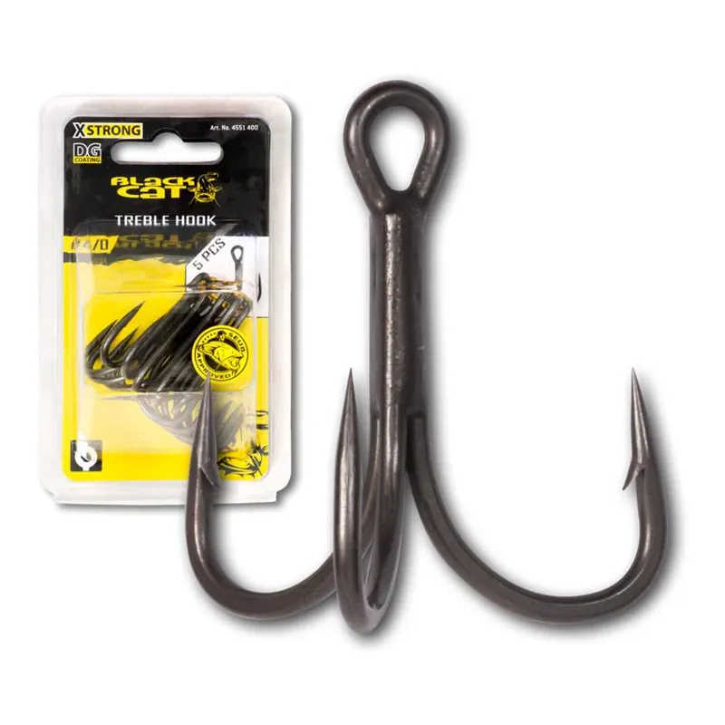 Achetez Aujourd'hui Black Cat Treble Hook DG coating 5 pcs - Drillinghaken für Welsangeln