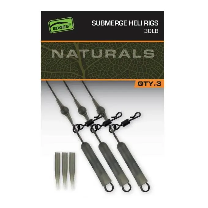 FOX Rage Edges Naturals Submerge Heli rigs 30lb x 3 Dernier Modèle
