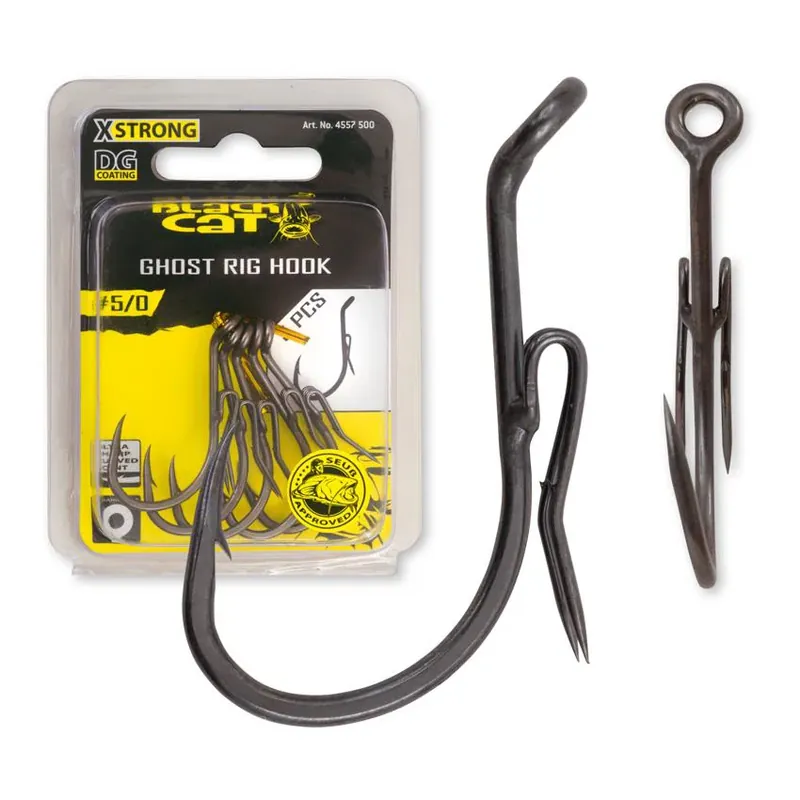 Black Cat Ghost Rig Hook DG coating - Einzelhaken für Welsrigs Commander Maintenant