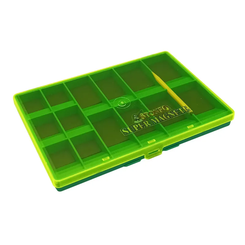 Promotion Boite à Hameçons Magnétique Large (14 cases, simple face) Vert Stonfo