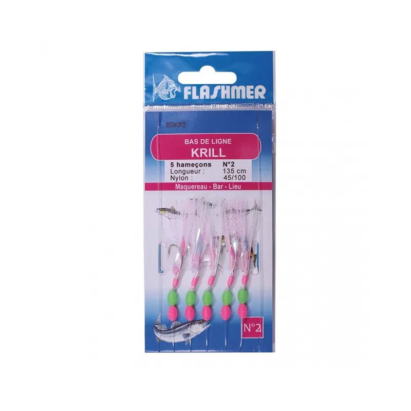 Bas de ligne Krill Flashmer 5 hameçons n°6 Remise