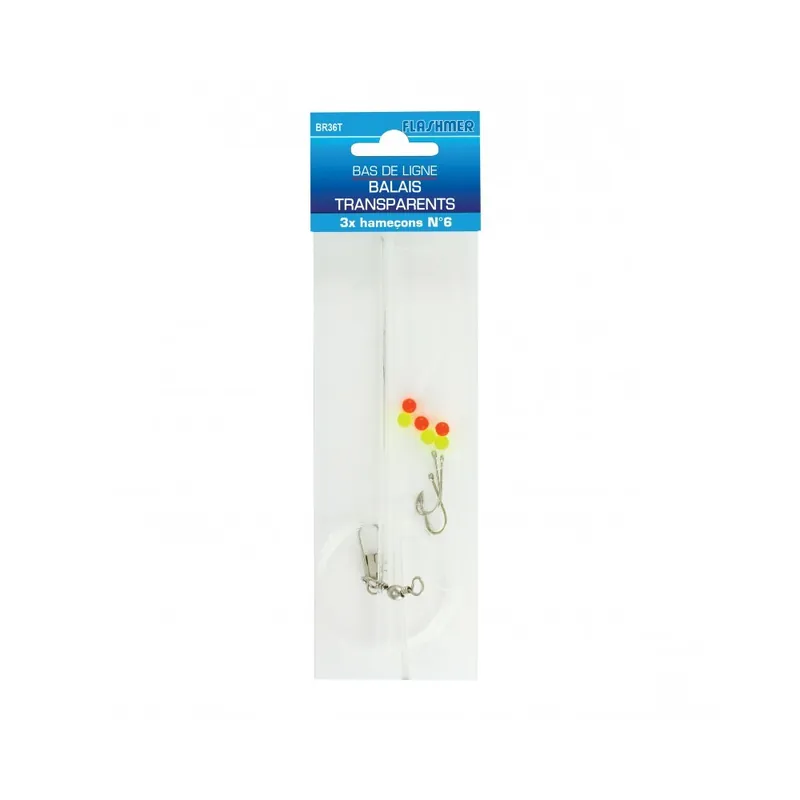 Promotion Bas de ligne Surf Balais Transparent 3 hameçons n°6 Flashmer