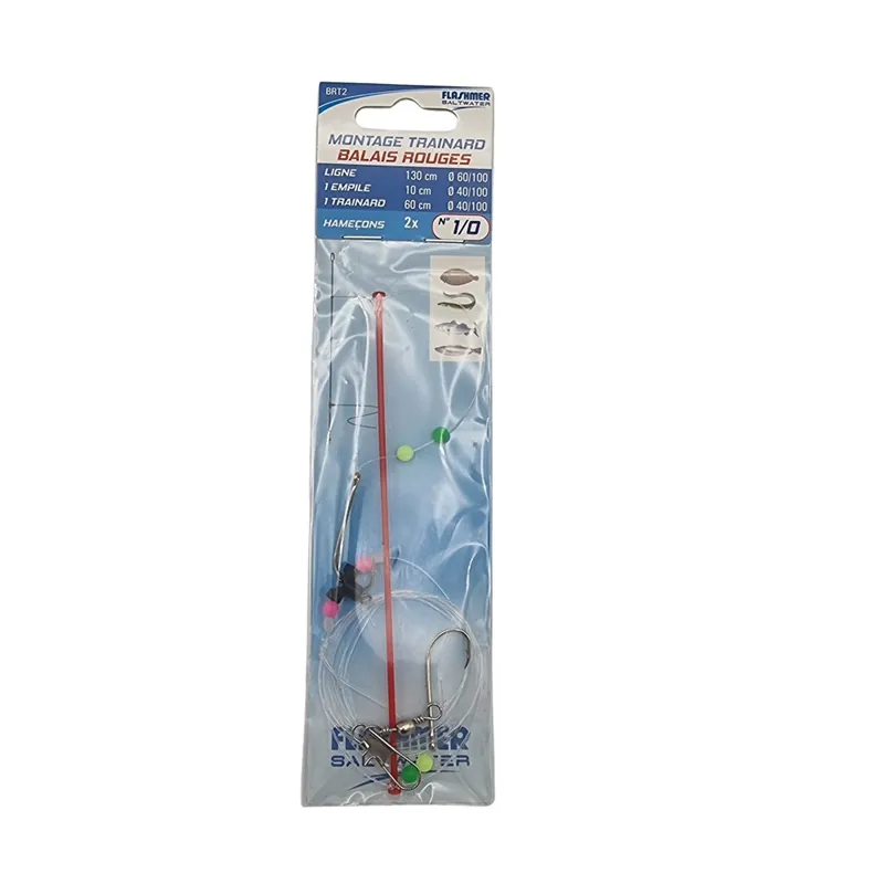 Bas de ligne Surf Trainard Balais Rouge 2ham N1/0 Flashmer Commander Vite