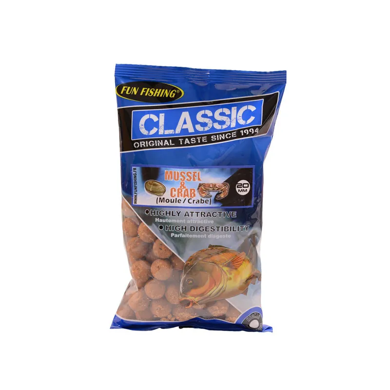 Classic Bouillettes 4kg 20mm Moule Crab Fun Fishing Expédition Rapide