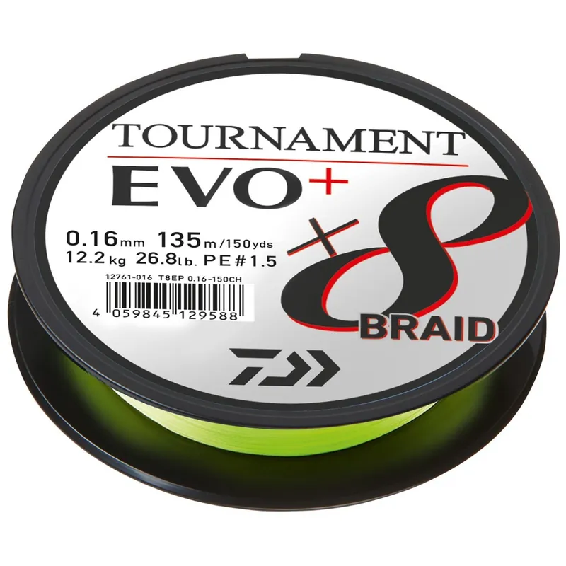 Tresse Daiwa Tournament 8 Braid Evo+ Verte 270 m – 0,35/100 Solde