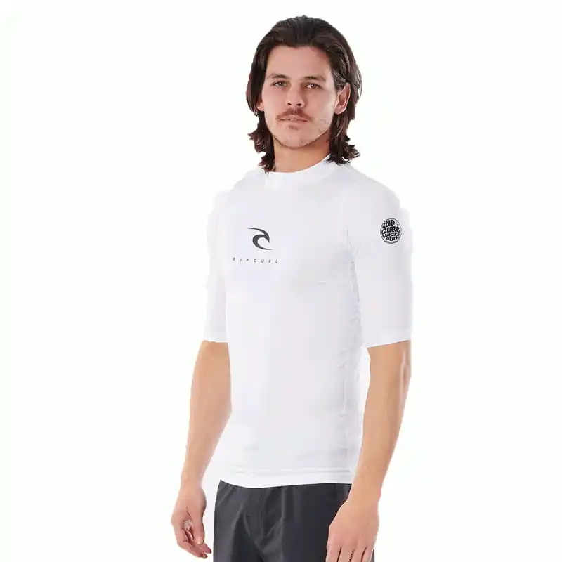 Lycra homme Rip Curl manches courtes – Blanc – S Satisfait Ou Remboursé