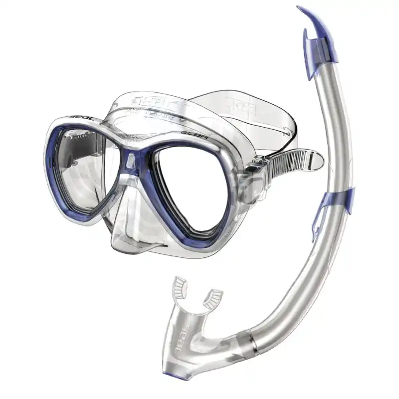 Usine Directe Kit Masque silicone Tuba purge Snorkeling Seac sub Elba Bleu Adulte