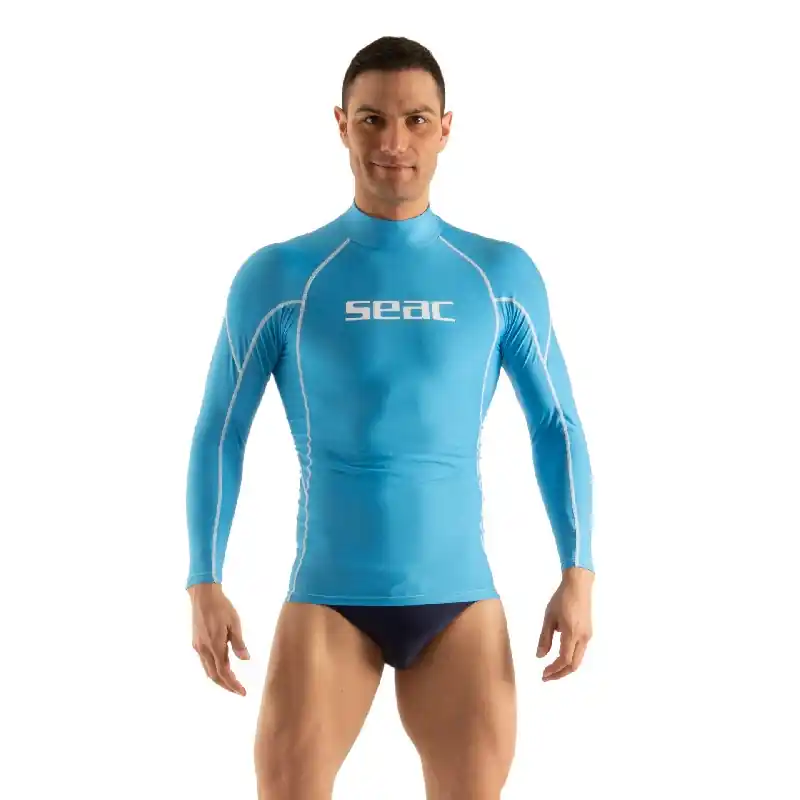 Haute Qualité Rash guard Seac sub Homme RAA Long Evo - Bleu Clair