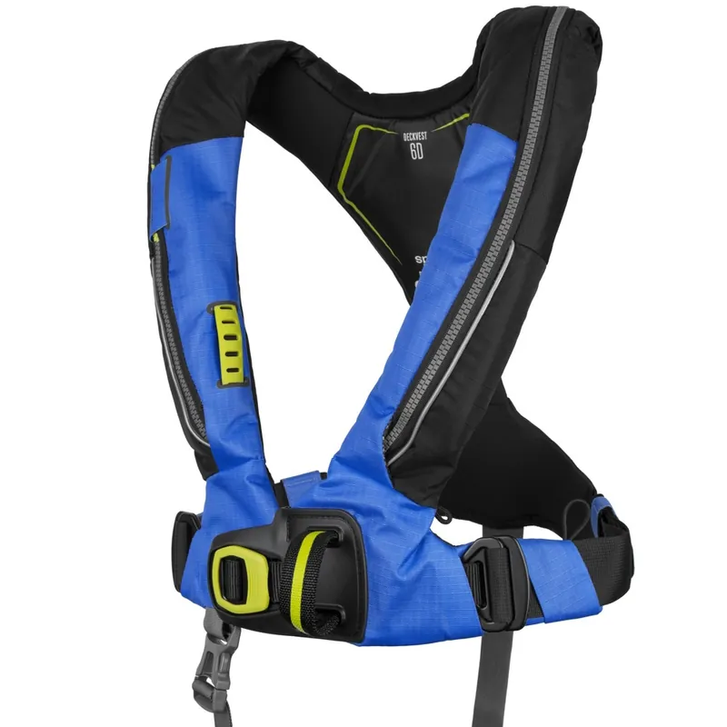 Gilet gonflable Spinlock 6D Deckvest 170 N Automatique Bleu Pacific + Harnais Pas Cher