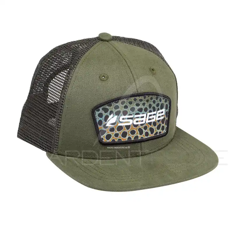 Nouveauté Casquette SAGE Patch Trucker Green Brown Trout