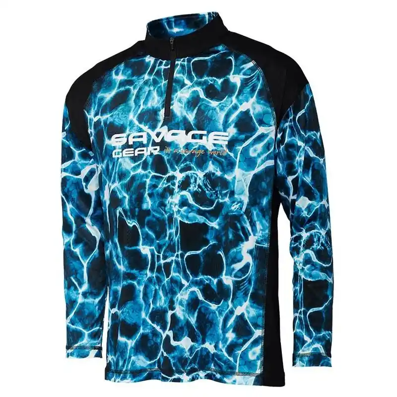 Bon Marché T-Shirt Savage Gear à manches longues Marine UV