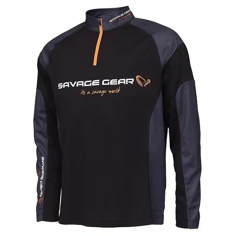 T-Shirt Savage Gear Tournament demi-zip Solde