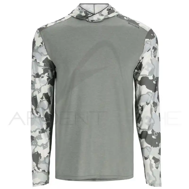 Tee shirt à capuche SIMMS Solarflex bugstopper guide hoody Regiment camo cinder Nouvel Arrivage
