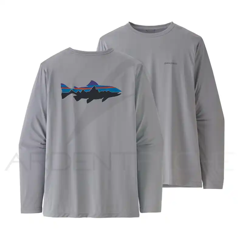 Réduction Tee shirt PATAGONIA Men‘s Long-Sleeved Capilene Cool Daily Fish Graphic Shirt