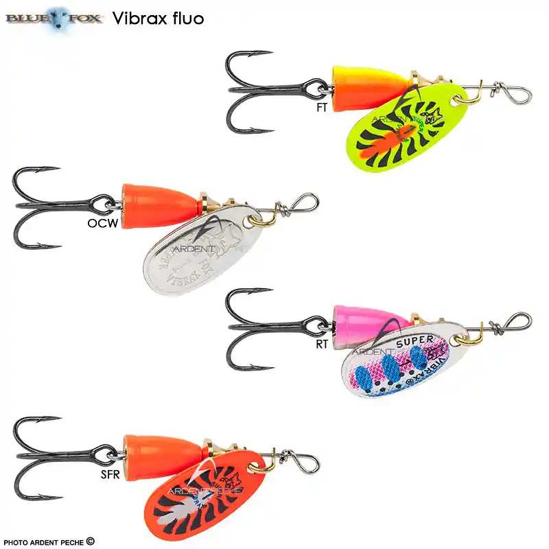 Cuiller BLUE FOX Vibrax fluorescente Marque
