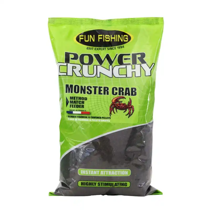 Dernière Chance AMORCE POWER CRUNCHY - SAC 2KG - MONSTER CRAB - BLACK FUN FISHING