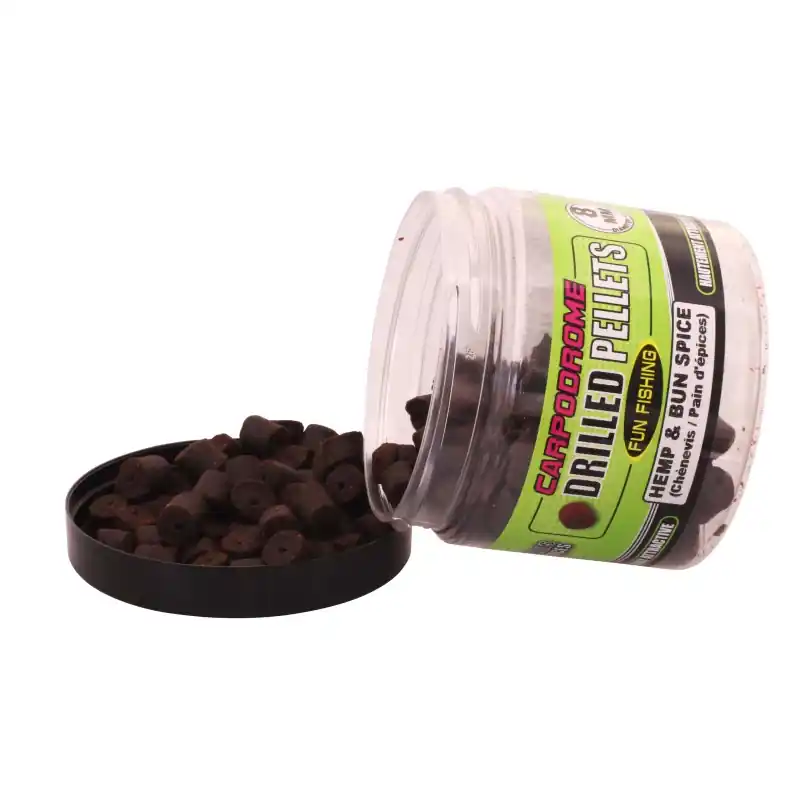 Pas Cher PELLETS PERCES - 80GR - 8MM - HEMP & BUN SPICE (VERSION PELLET ROUGE) FUN FISHING