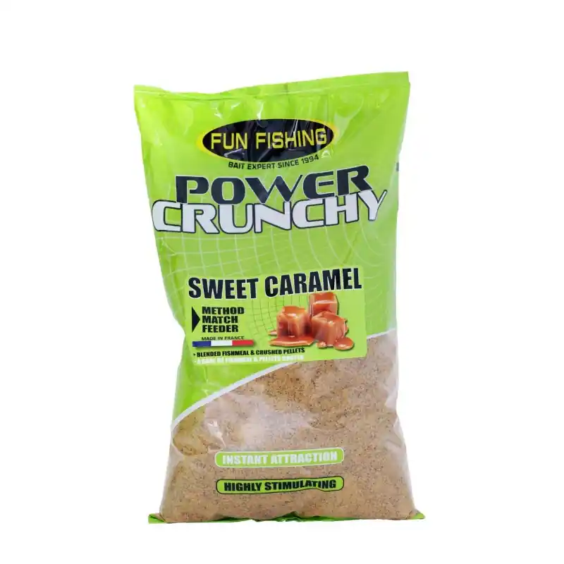 AMORCE POWER CRUNCHY – SAC 2KG – SWEET CARAMEL FUN FISHING Offre Spéciale