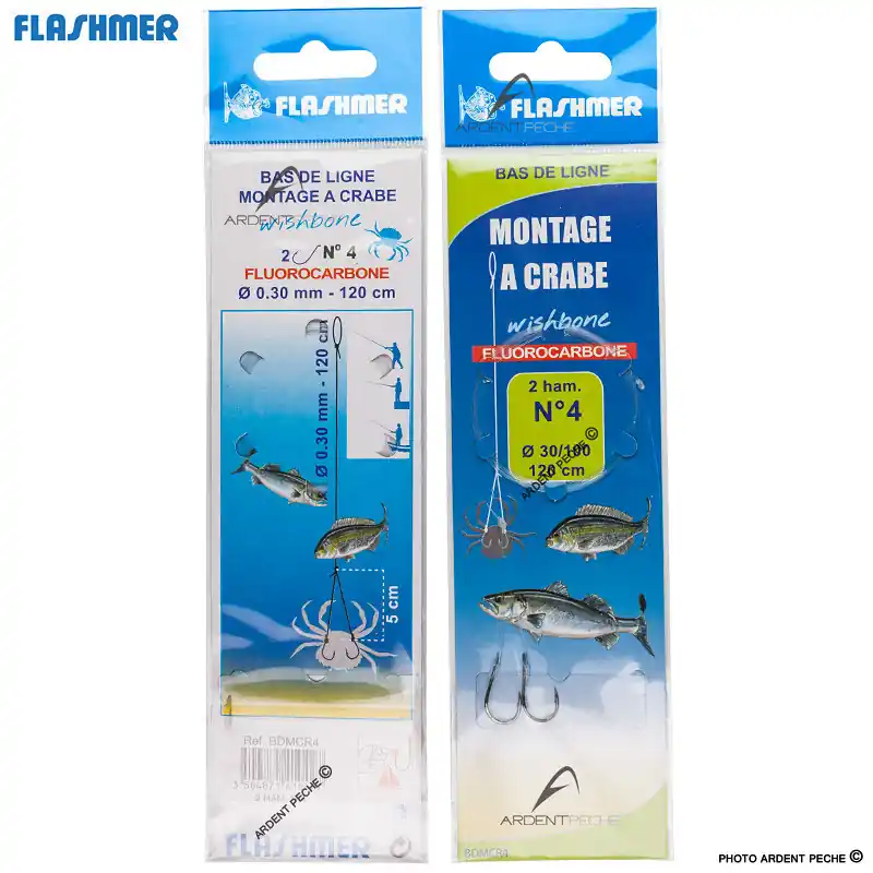 Authentique Bas de ligne FLASHMER Montage à crabe