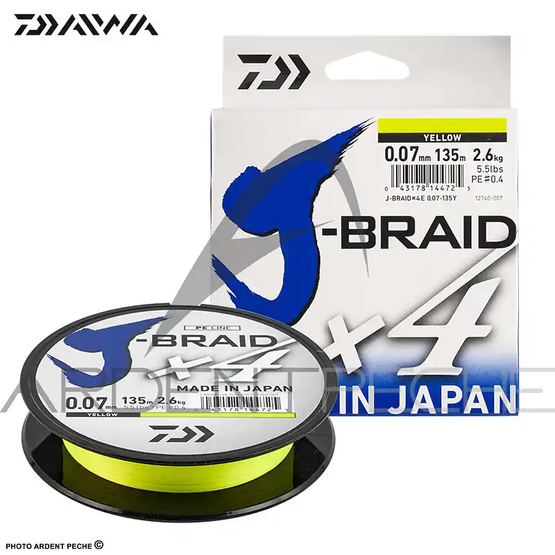Réduction Tresse DAIWA J Braid X4 jaune 135m
