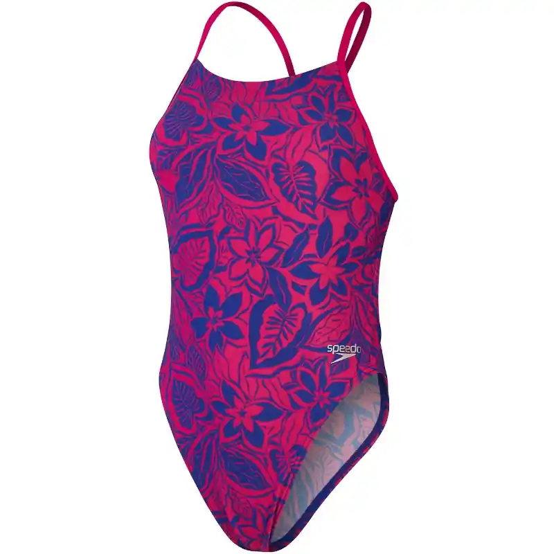 Populaire Maillot de bain Allover Tie-Back Speedo Chroma Blue/ Electric Pink