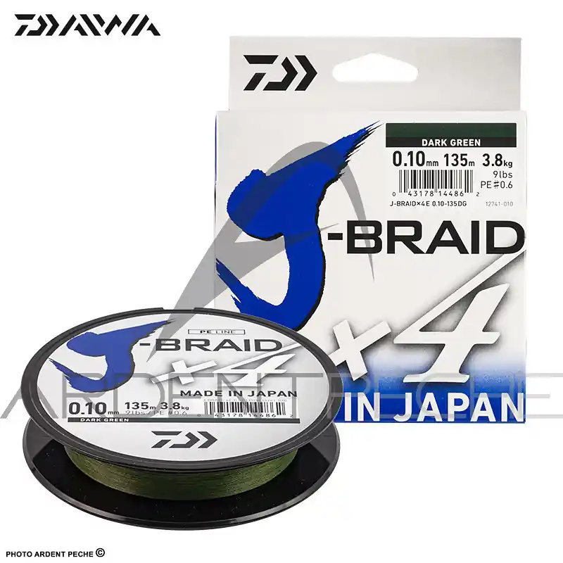 Dernier Modèle Tresse DAIWA J Braid X4 verte 270m