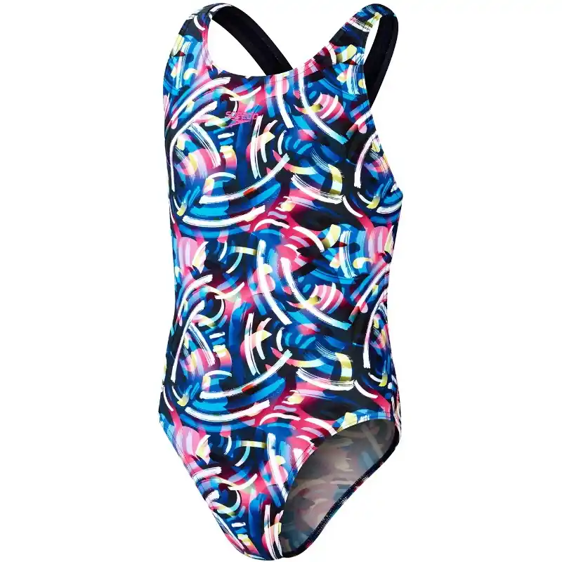 Dernier Modèle Maillot de bain Digital Allover Leaderback Speedo True Navy/Black/Rose Violet/Bright Yellow