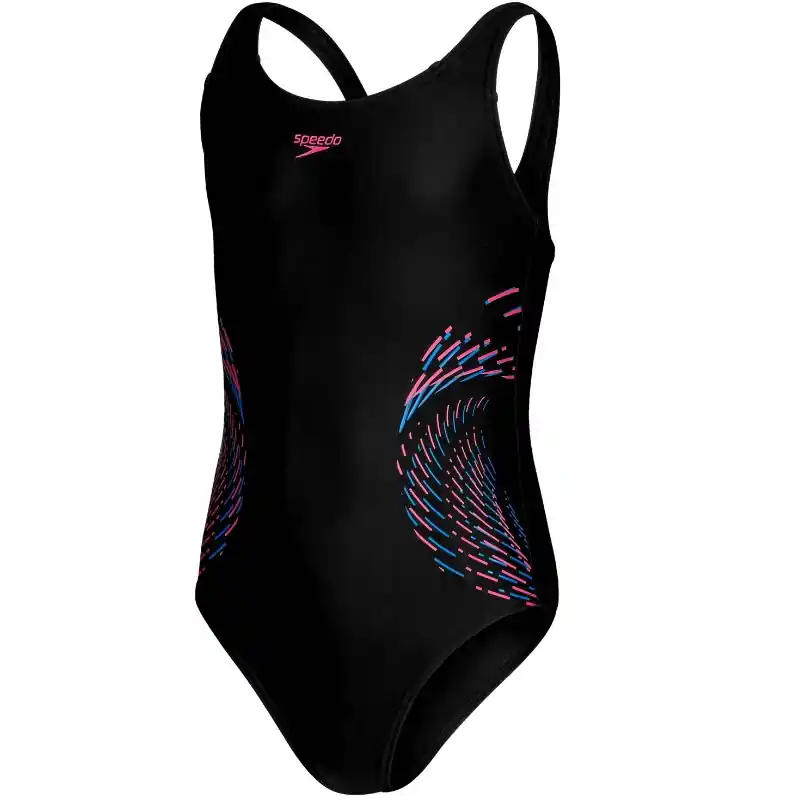 Haute Qualité Maillot de bain Plastisol Placement Muscleback Speedo Black/Rose Violet/Bondi Blue