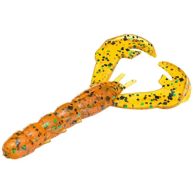 Leurre souple Strike King Baby Craw 75 mm Ambre Vert Noir Commander Vite
