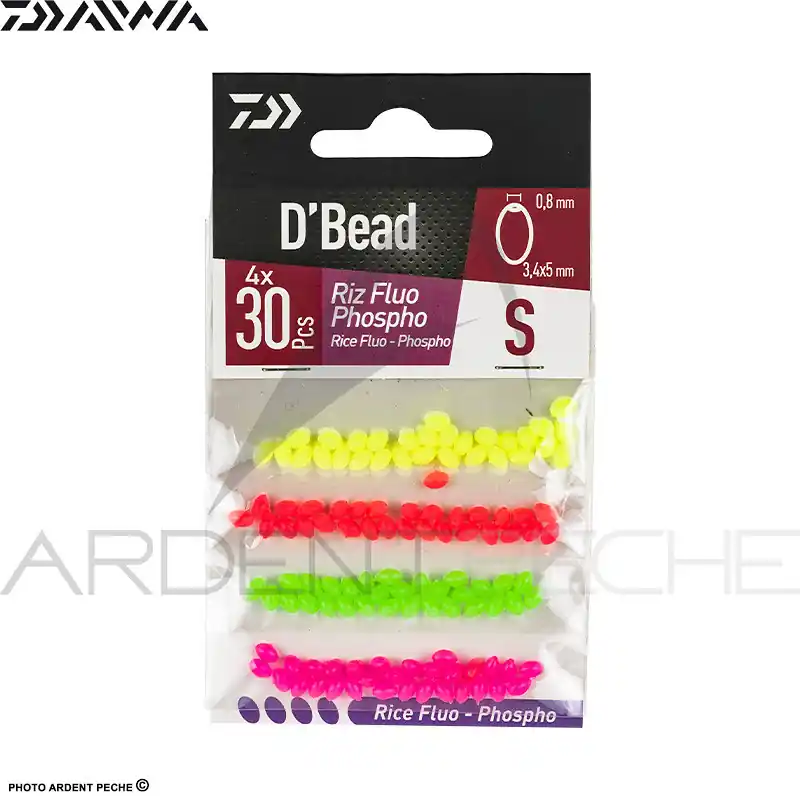 Certifié Perles DAIWA Combo perles riz fluo - phospho