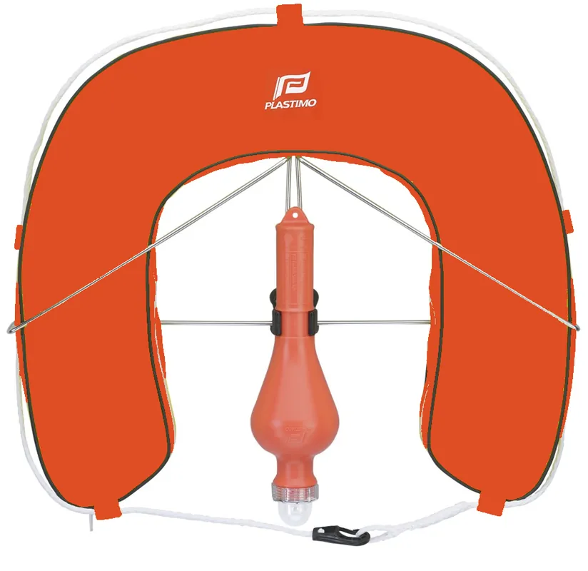 Haute Qualité Bouée fer à cheval Plastimo avec support et feu - Orange