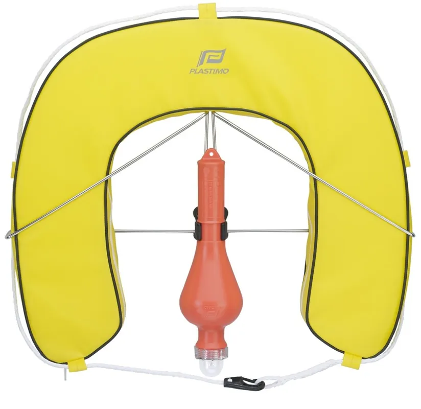 Offre Limitée Bouée fer à cheval Plastimo avec support et feu - Jaune