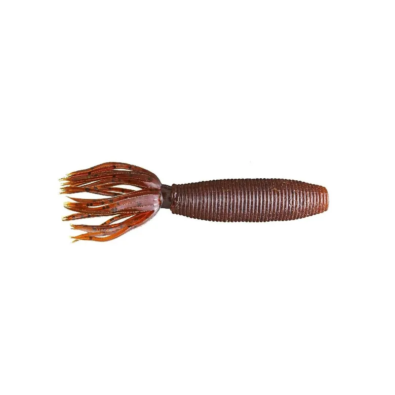 Leurre souple Yamamoto Fat Ika 4" 100 mm Dark Pumpkin W/Large Black Flake Offre Du Jour