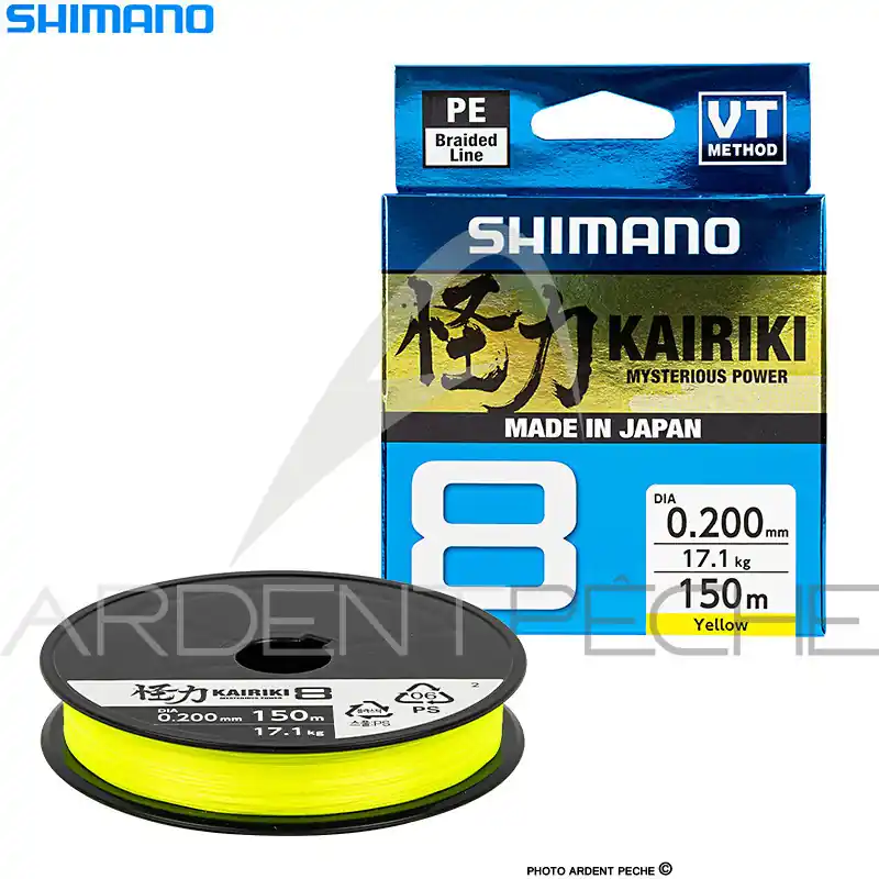 Tresse SHIMANO Kairiki SX8 Jaune 150m Satisfait Ou Remboursé