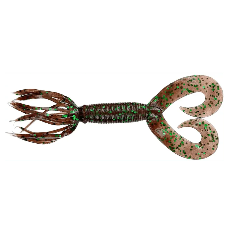 Dernière Chance Leurre souple Yamamoto Double Tail Hula Grub 5" - 127 mm Cannelle Grand Vert