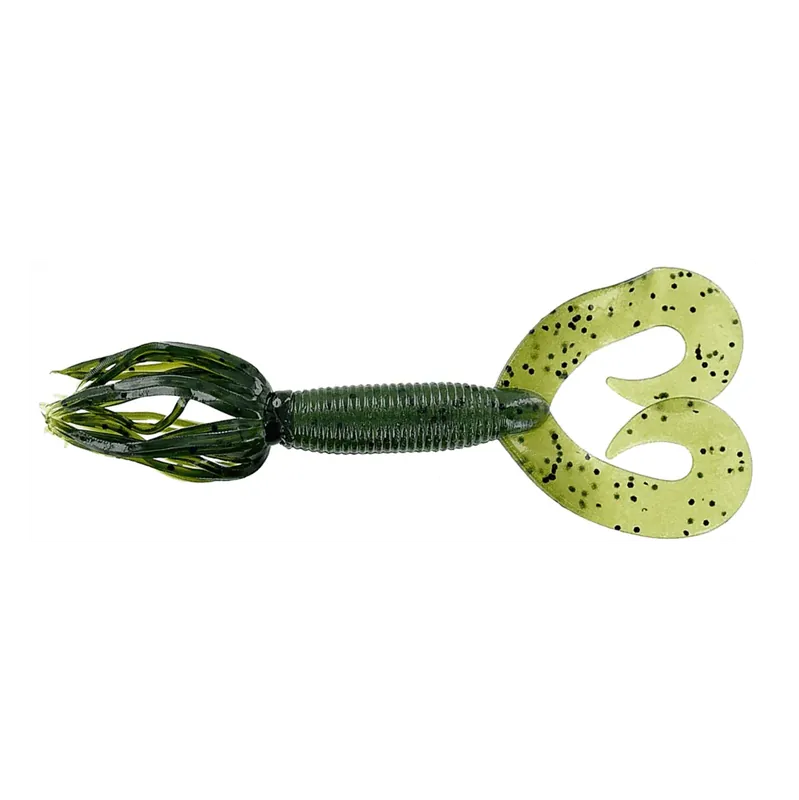 Nouvel Arrivage Leurre souple Yamamoto Double Tail Hula Grub 5" - 127 mm Watermelon Grand noir
