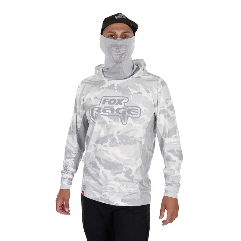 T-shirt technique avec capuche UV Fox Rage Camo clair Authentique