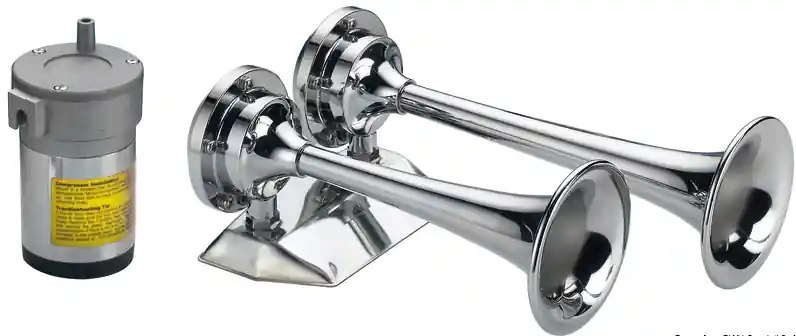 Acheter En Ligne Avertisseur Chromé Osculati type trompe - 2 tons 12V