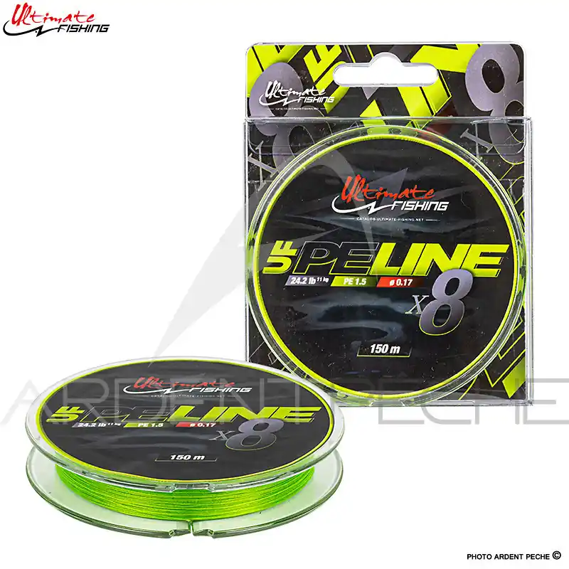 Tresse ULTIMATE FISHING PE Line X8 Chartreuse 200m Populaire