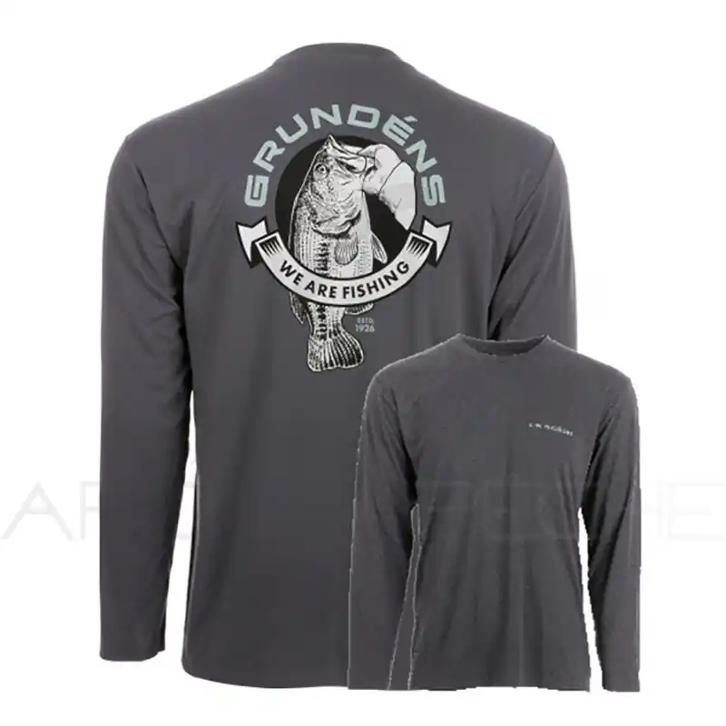 T Shirt GRUNDENS Tech tee LS bass print anchor Prix Choc