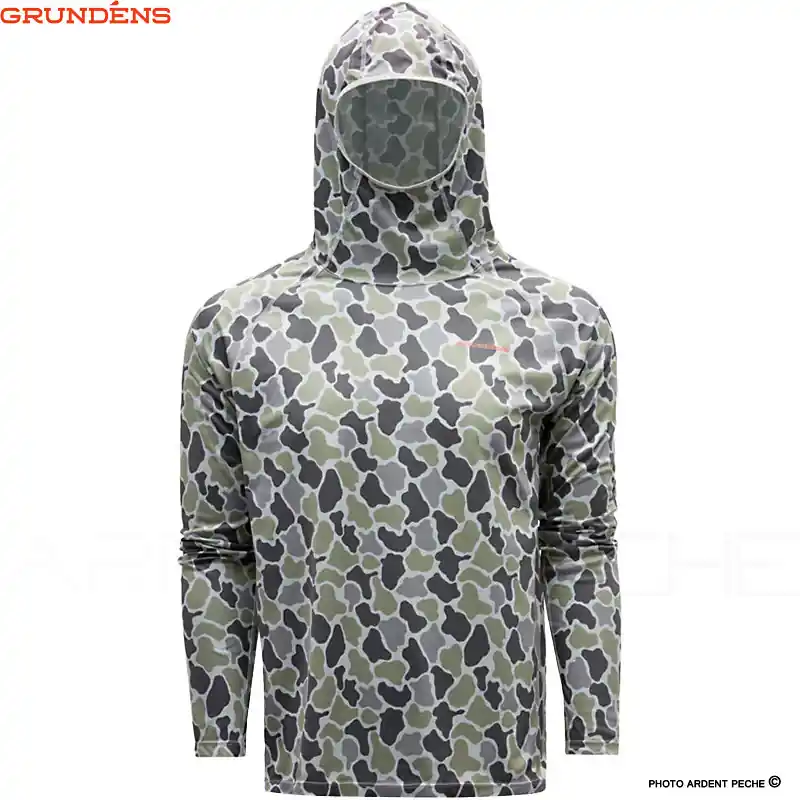 Authentique Tee shirt à capuche GRUNDENS Solstrale hoodie Tea duck camo
