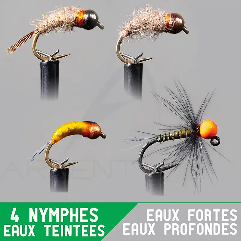 Montage nymphe GARBOLINO Eaux fortes profondes / eaux teintées Set x4 Prix Promo