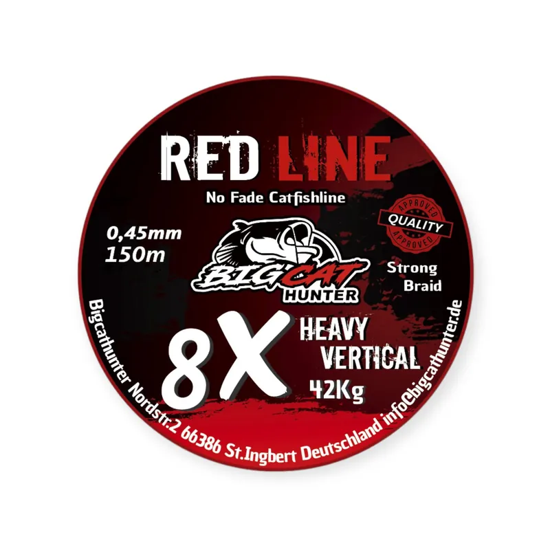 Prix Bas Tresse Red Line Vertical 8x 0,45mm 42kg 150m BigCat Hunter
