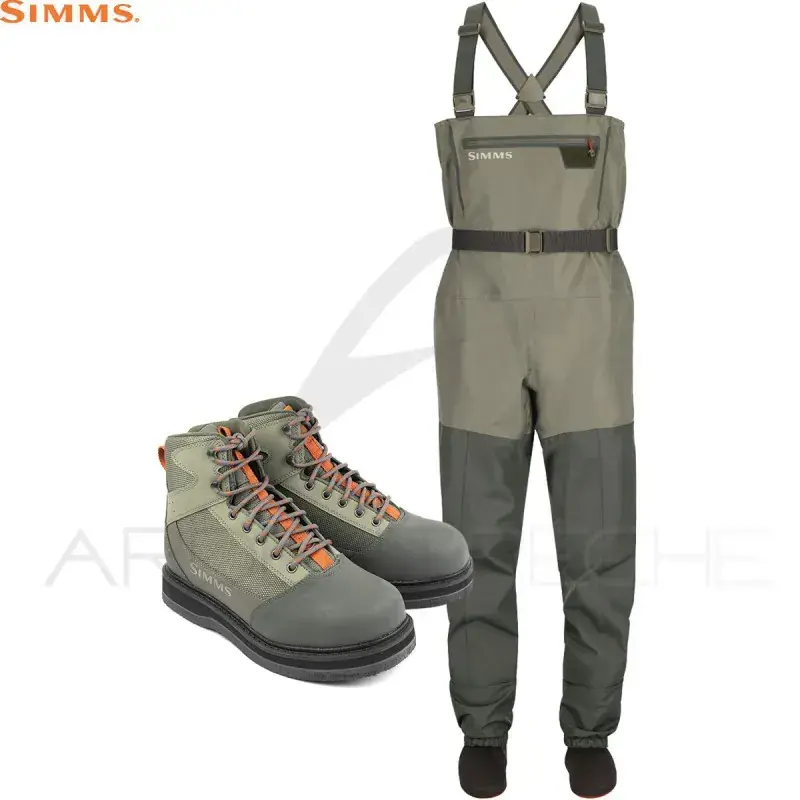 Acheter Direct Pack waders SIMMS Tributary Basalt + chaussures feutres