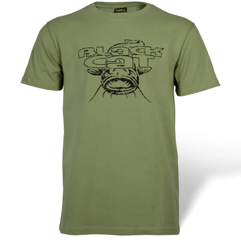 Pas Cher T-Shirt Military Shirt Vert Black Cat